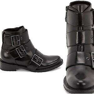 BLONDO “Camila” Buckled Combat Leather Boot Size 10